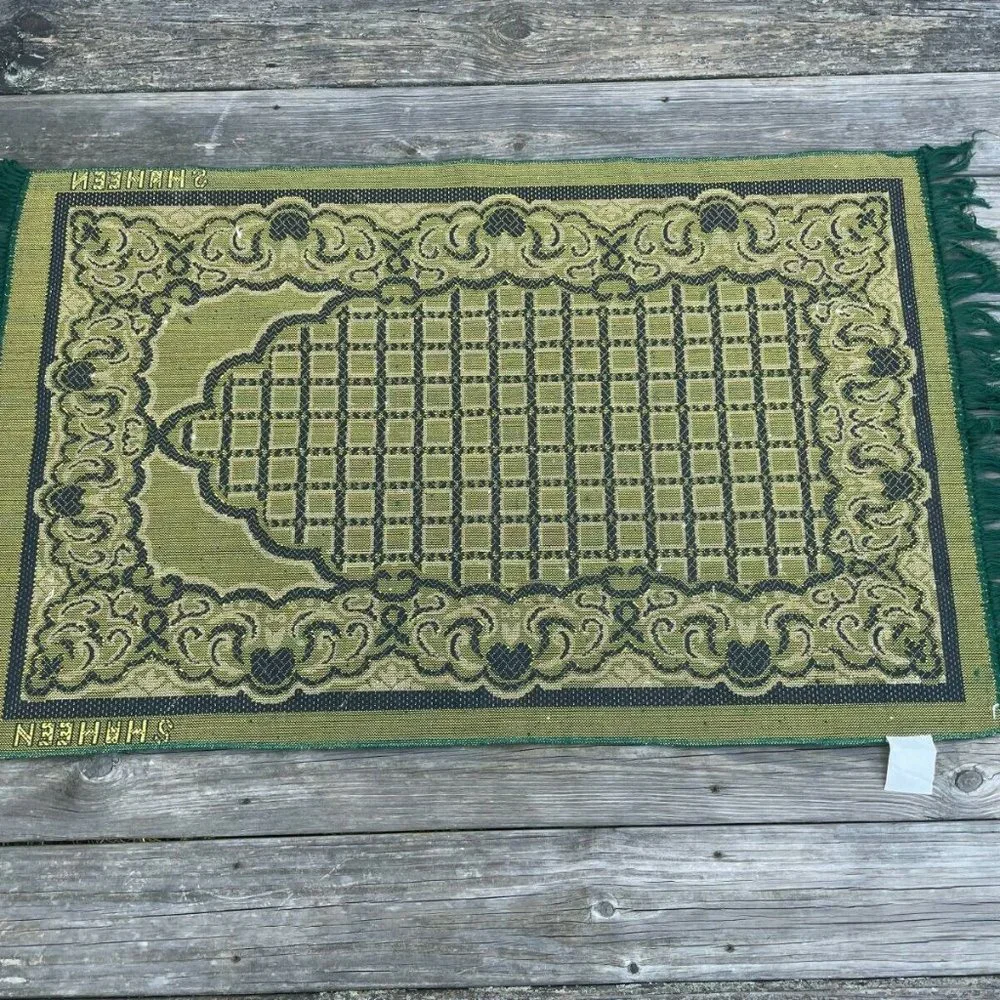 Jainamaz Modefa Prayer Rug Green Soft Velvet Area Rug Religious Rug Musalah